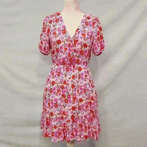 Lucky Brand Floral Elastic Waist Ruffle Hem Dress